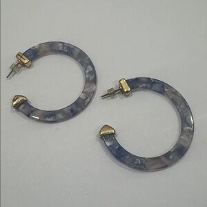Elegant Blue and Gold Hoop Earrings
